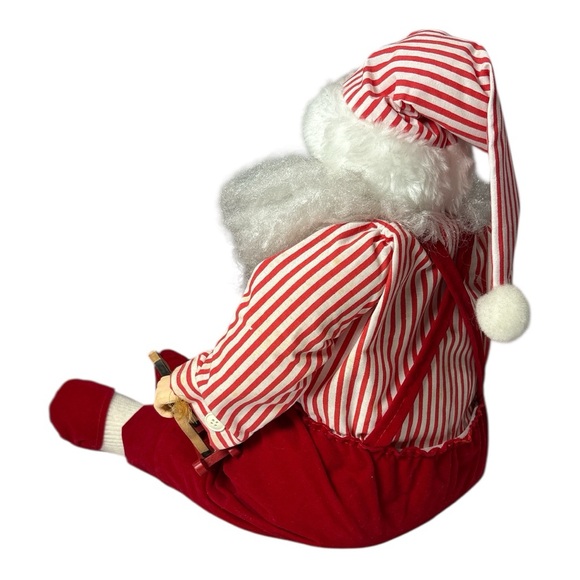 Vintage Sitting Santa with Slippers 13" Tall Rocking Horse Paint Brush Porcelain - Picture 4 of 11